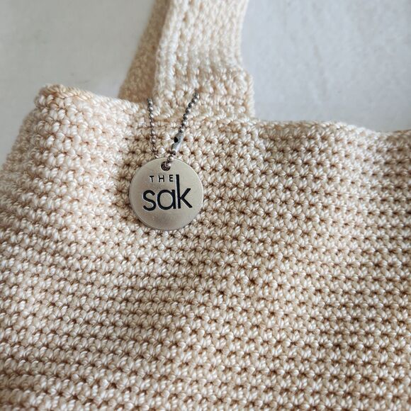 The Sak Natural Beige Handmade  Crochet Boho Casual Shoulder Bag Purse Tote - Picture 2 of 16